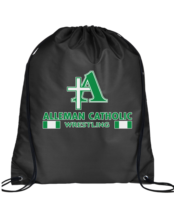 Alleman Catholic HS Wrestling Stacked - Drawstring Bag
