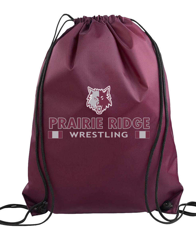 Prairie Ridge HS Wrestling Stacked - Drawstring Bag