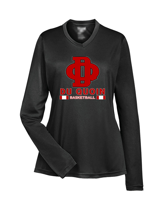 Du Quoin HS Girls Basketball Stacked - Womens Performance Longsleeve