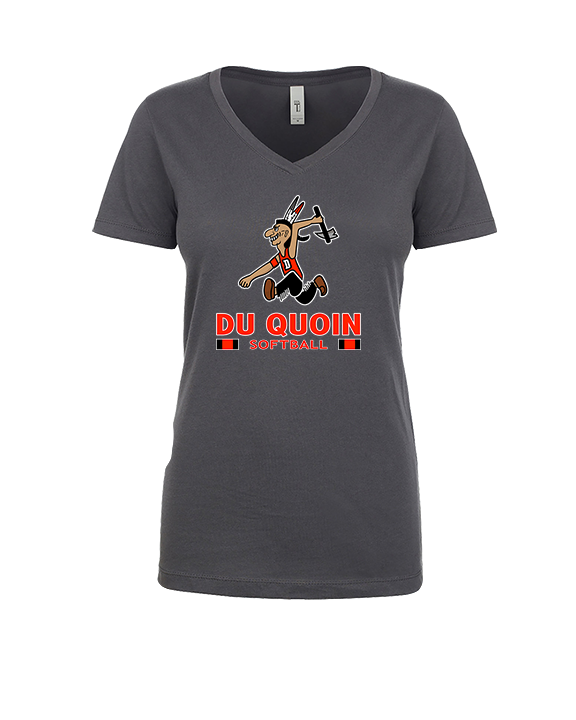 Du Quoin HS Softball Stacked - Womens Vneck