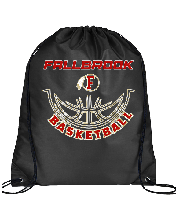 Fallbrook HS Boys Basketball Outline - Drawstring Bag