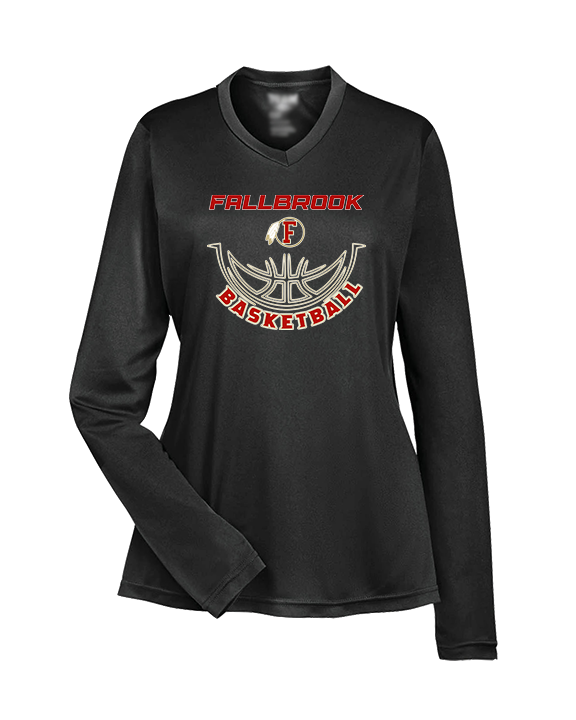 Fallbrook HS Boys Basketball Outline - Womens Performance Longsleeve