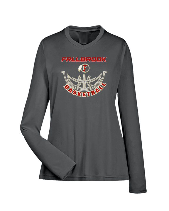 Fallbrook HS Boys Basketball Outline - Womens Performance Longsleeve