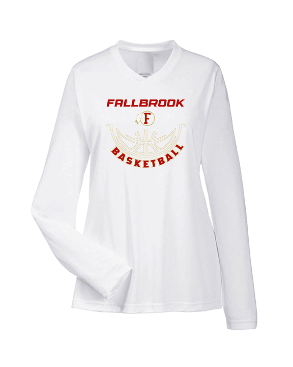 Fallbrook HS Boys Basketball Outline - Womens Performance Longsleeve