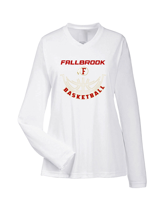 Fallbrook HS Girls Basketball Outline - Womens Performance Longsleeve
