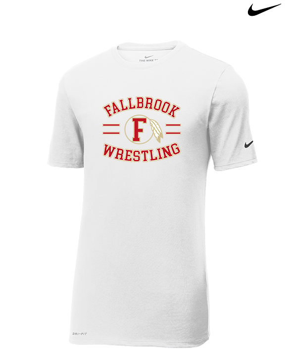 Fallbrook HS Wrestling Curve - Mens Nike Cotton Poly Tee