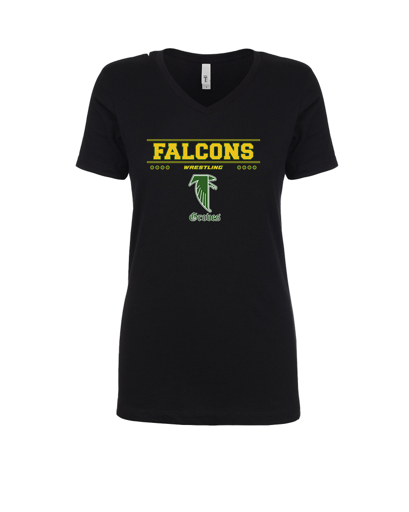 Groves HS Wrestling Border - Womens V-Neck