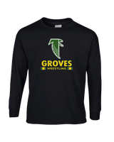 Groves HS Wrestling Stacked - Mens Basic Cotton Long Sleeve