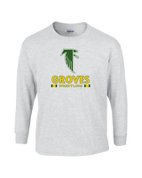 Groves HS Wrestling Stacked - Mens Basic Cotton Long Sleeve