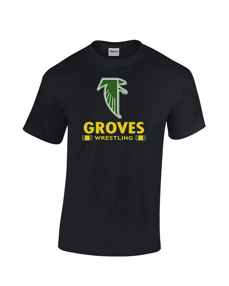 Groves HS Wrestling Stacked - Cotton T-Shirt