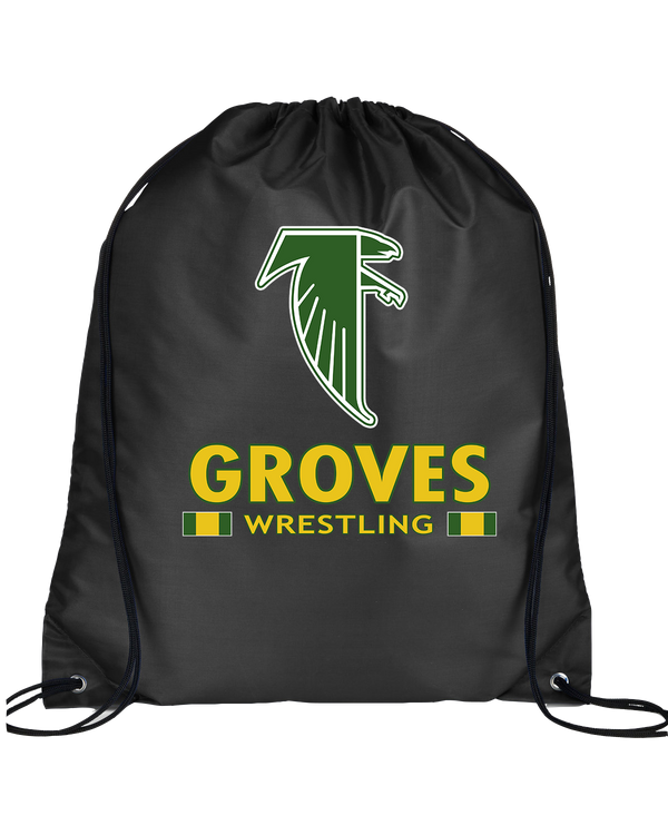 Groves HS Wrestling Stacked - Drawstring Bag