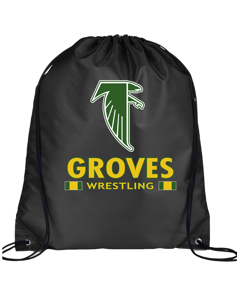 Groves HS Wrestling Stacked - Drawstring Bag
