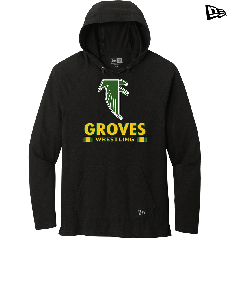 Groves HS Wrestling Stacked - New Era Tri Blend Hoodie