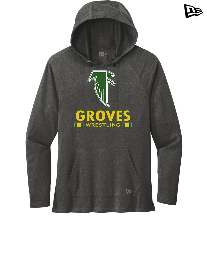 Groves HS Wrestling Stacked - New Era Tri Blend Hoodie