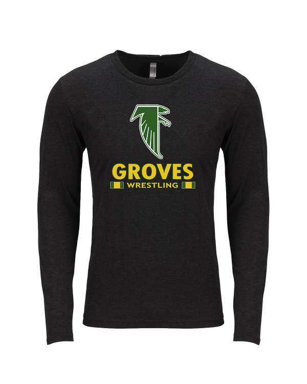 Groves HS Wrestling Stacked - Tri Blend Long Sleeve