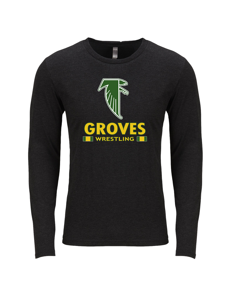 Groves HS Wrestling Stacked - Tri Blend Long Sleeve