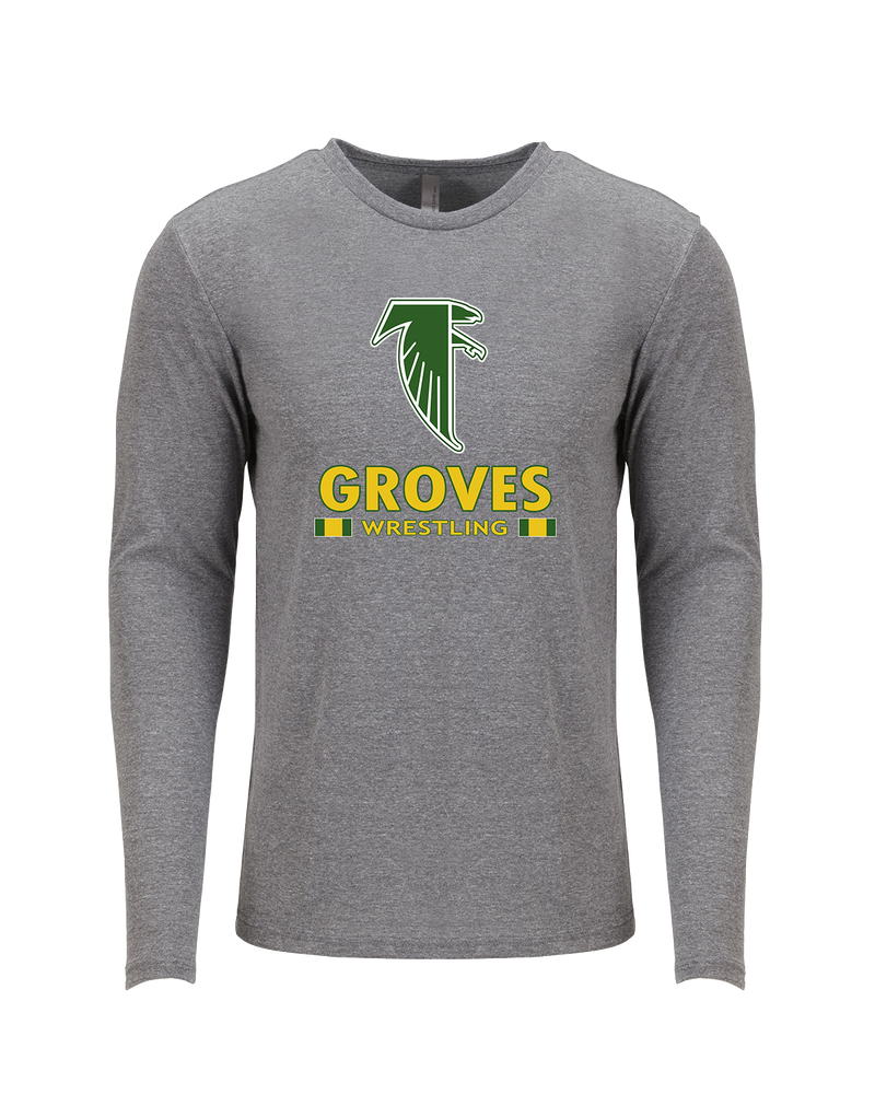 Groves HS Wrestling Stacked - Tri Blend Long Sleeve