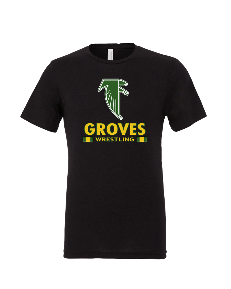 Groves HS Wrestling Stacked - Mens Tri Blend Shirt