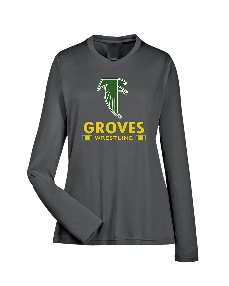 Groves HS Wrestling Stacked - Womens Performance Long Sleeve