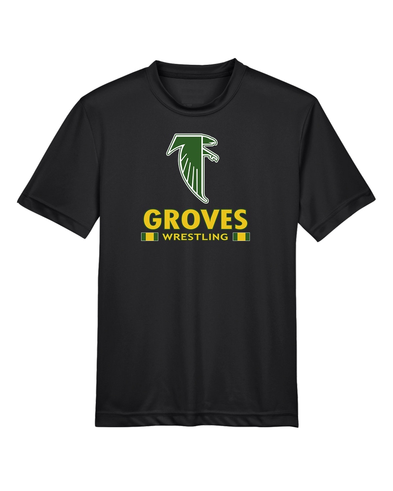 Groves HS Wrestling Stacked - Youth Performance T-Shirt