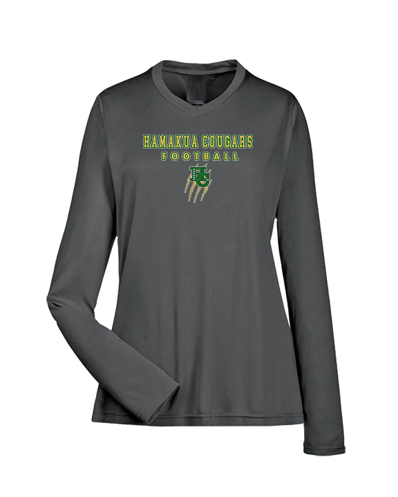 Hamakua Cougars Football Block - Womens Performance Longsleeve