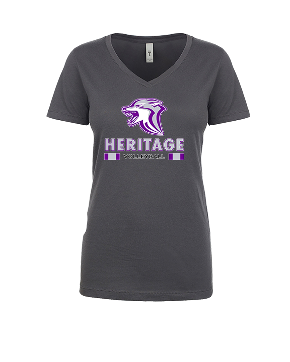 Heritage HS Volleyball Stacked - Womens Vneck
