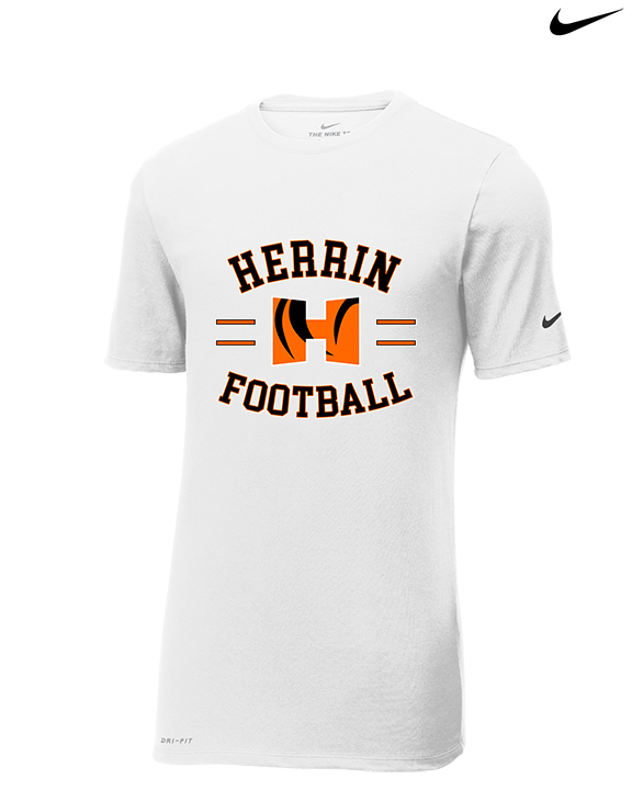 Herrin HS Football Curve - Mens Nike Cotton Poly Tee