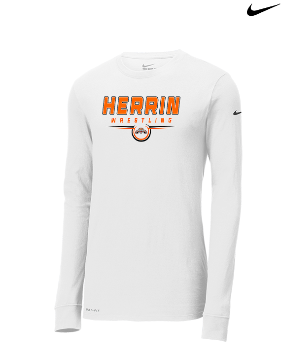 Herrin HS Wrestling Design - Mens Nike Longsleeve