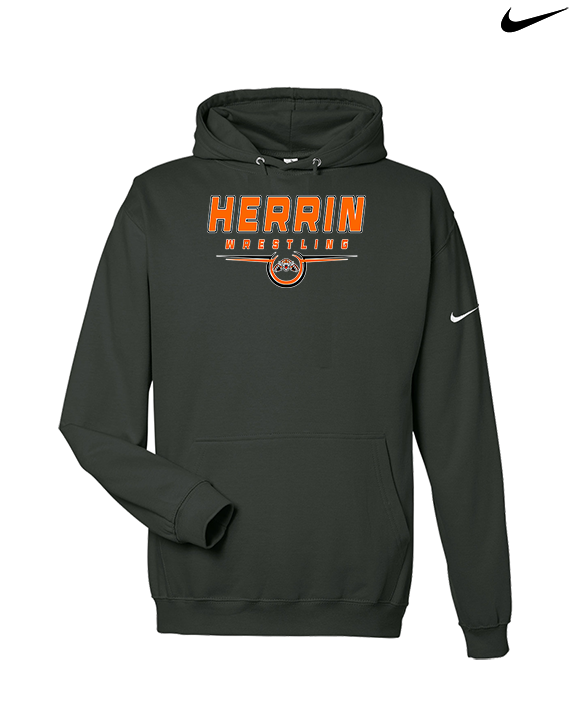 Herrin HS Wrestling Design - Nike Club Fleece Hoodie