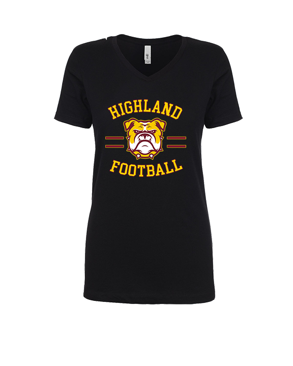 Highland HS Football Curve - Womens V-Neck