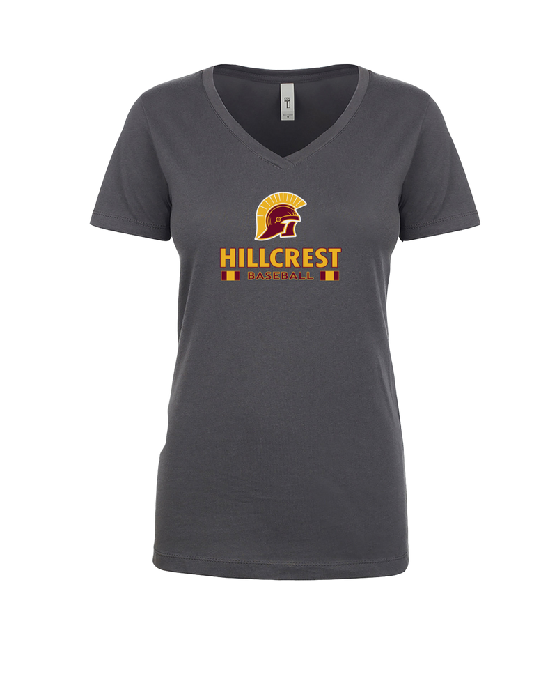 Hillcrest HS Baseball Stacked - Womens V-Neck