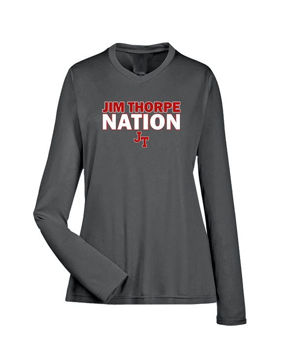 Jim Thorpe Area HS Track & Field Nation Blue Shirt - Womens Performance Longsleeve