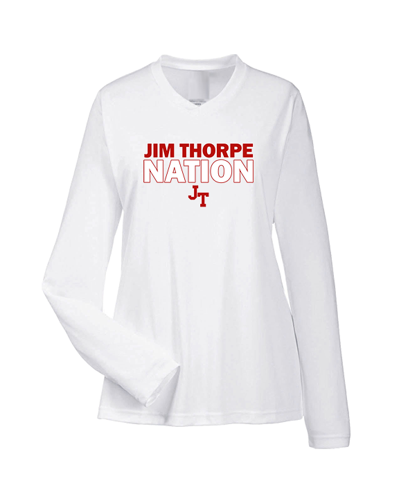 Jim Thorpe Area HS Track & Field Nation Blue Shirt - Womens Performance Longsleeve
