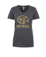 Laguna Hills HS Softball Logo Darks - Womens Vneck