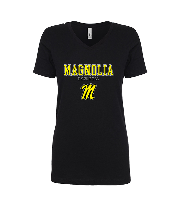 Magnolia HS Baseball Block - Womens V-Neck