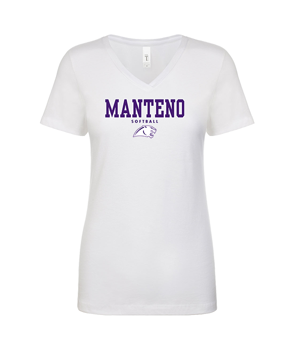Manteno HS Softball Block - Womens V-Neck