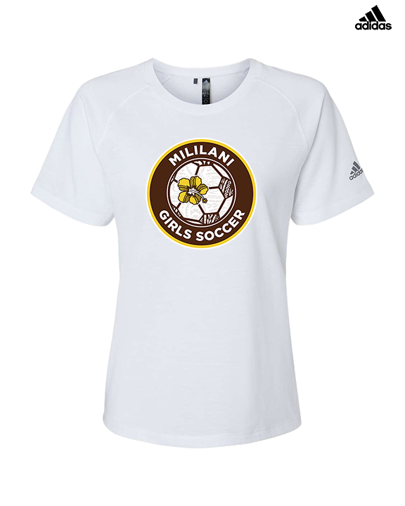 Mililani HS Girls Soccer Custom Soccer Ball 01 - Womens Adidas Performance Shirt