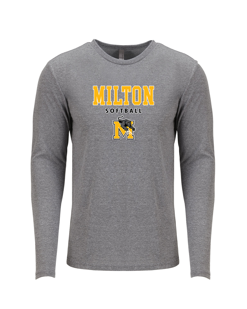 Milton HS Softball Block - Tri Blend Long Sleeve
