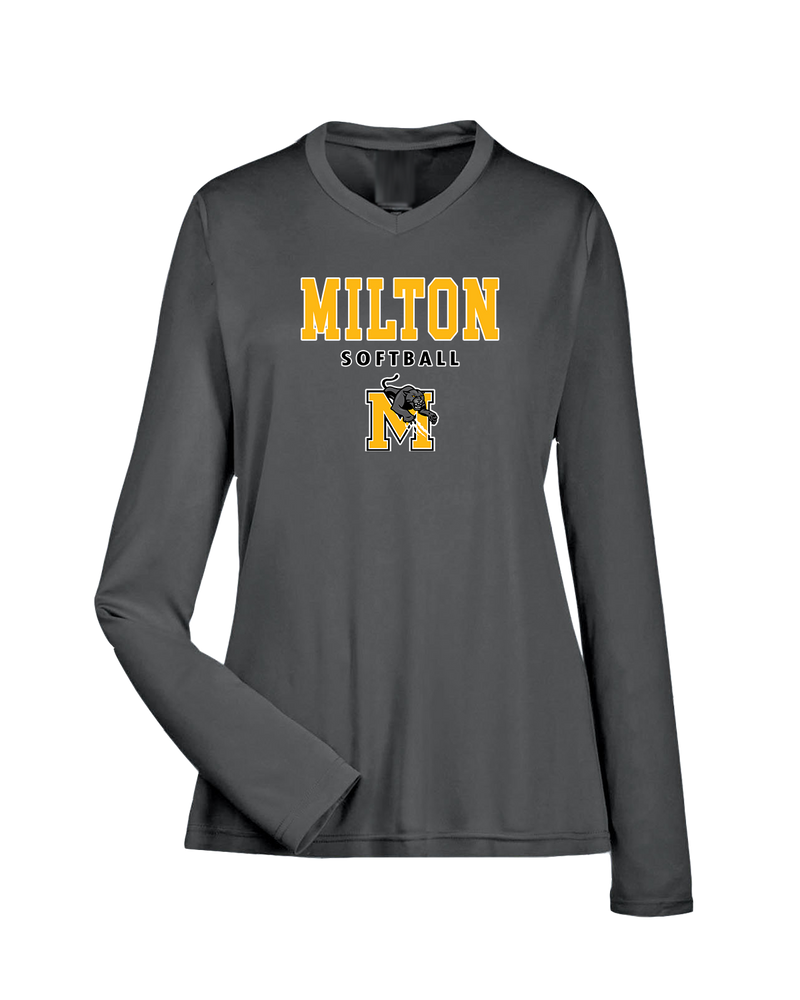 Milton HS Softball Block - Womens Performance Long Sleeve