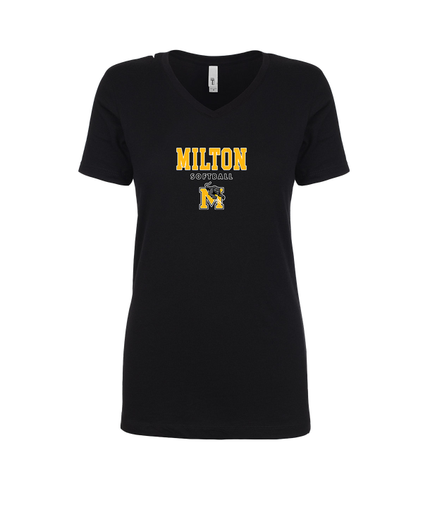 Milton HS Softball Block - Womens V-Neck