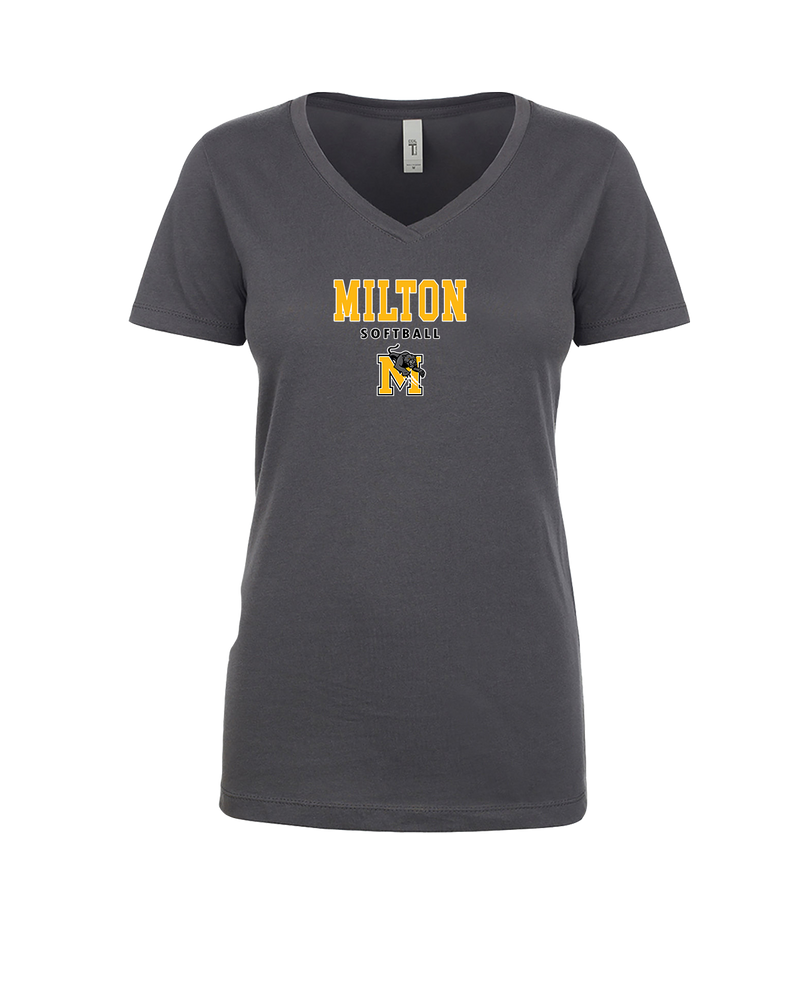 Milton HS Softball Block - Womens V-Neck