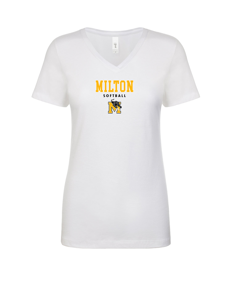 Milton HS Softball Block - Womens V-Neck