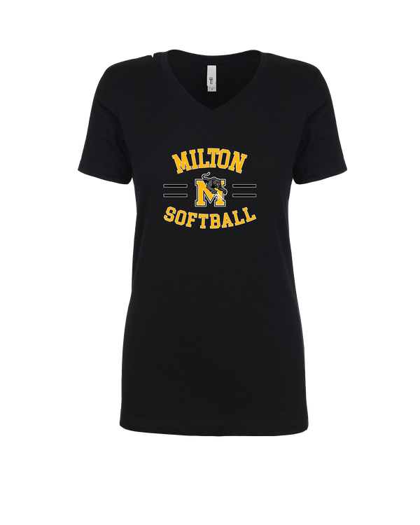 Milton HS Softball Curve - Womens V-Neck