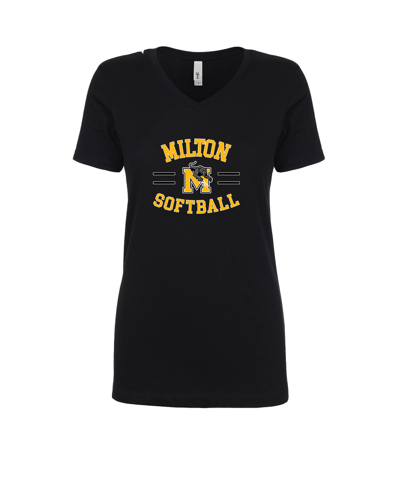 Milton HS Softball Curve - Womens V-Neck