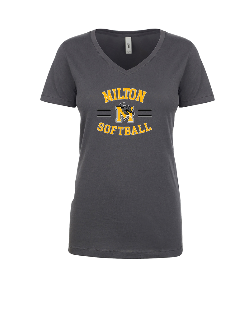 Milton HS Softball Curve - Womens V-Neck