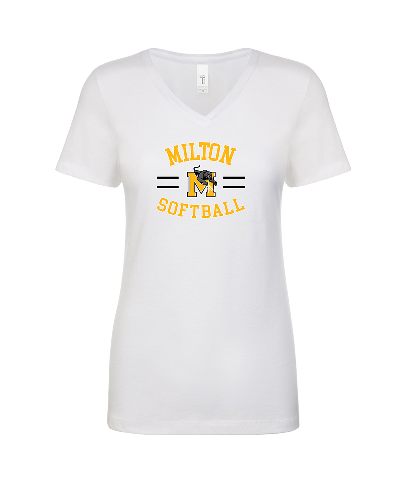 Milton HS Softball Curve - Womens V-Neck