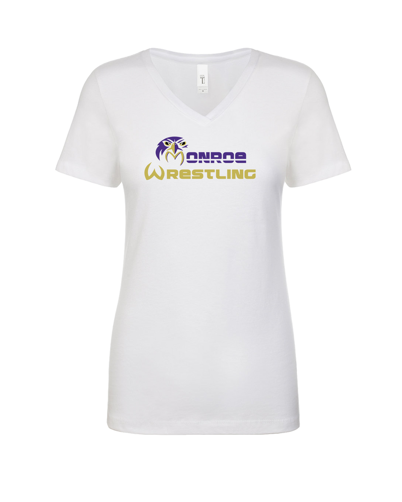 Monroe Township HS Wrestling Primary Logo - Womens V-Neck