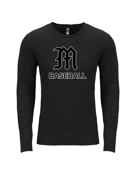 Mott Community College Baseball Logo M Baseball - Tri-Blend Long Sleeve