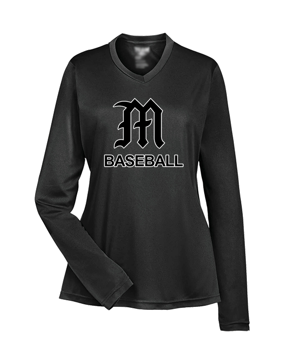 Mott Community College Baseball Logo M Baseball - Womens Performance Longsleeve
