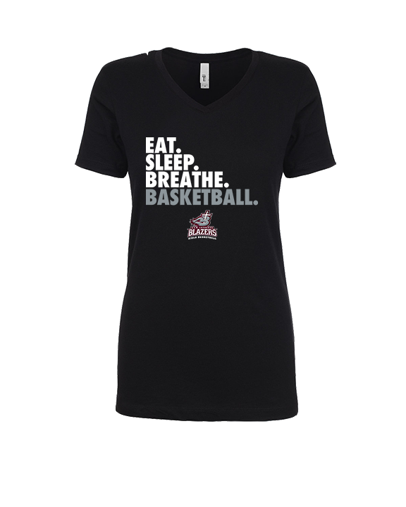 N.E.W. Lutheran HS Girls Basketball Eat Sleep Breathe - Womens Vneck